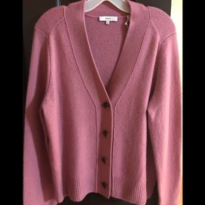 Vince Cashmere XL Cardigan Sweater in Rasberry